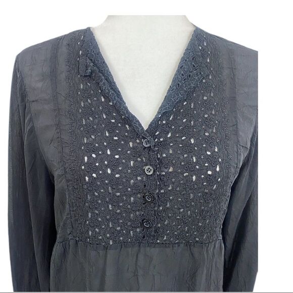 Johnny Was Sheer Black Blouse w/ Lace  Sz M. EUC - Picture 2 of 10